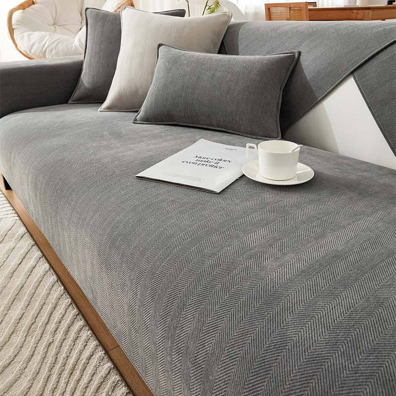 Herringbone Chenille Stoff Möbelschutz Couchbezug