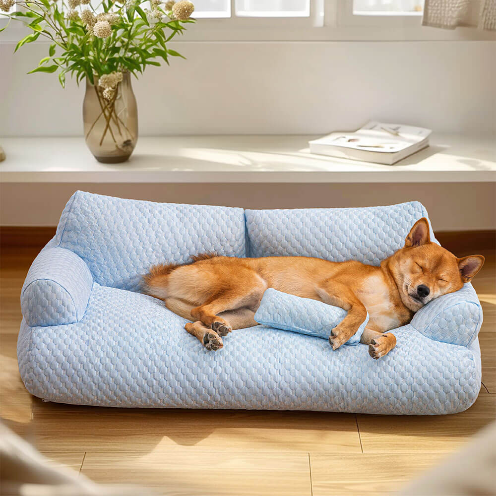 Cama para animais de estimação com resfriamento de seda gelada e lavável e respirável Cachorro Sofá-cama