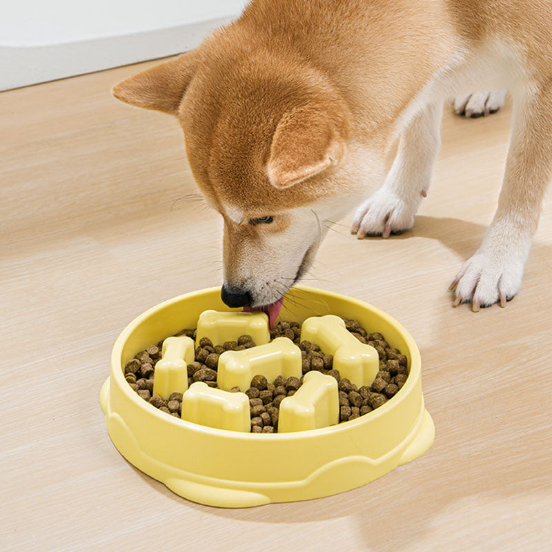 Tazón de comida lenta para perros antideslizante amarillo limón