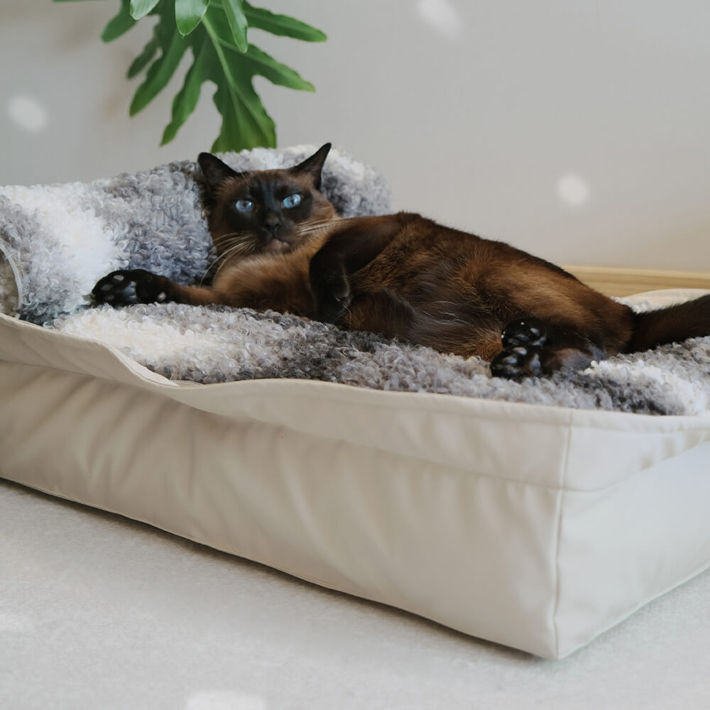 Multifunctional Faux Lambswool & Leather Pet Nest Dog Bed