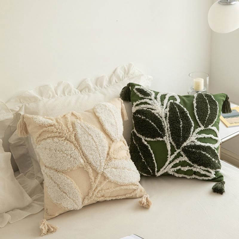 Plush Leaf With Tassel Sofa Pillow