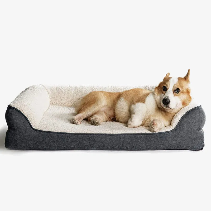 Cama ortopédica para perros de espuma viscoelástica con sofá cama para mascotas de felpa