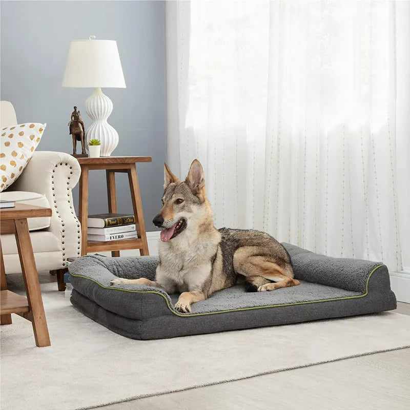 Cama ortopédica para perros de espuma viscoelástica con sofá cama para mascotas de felpa