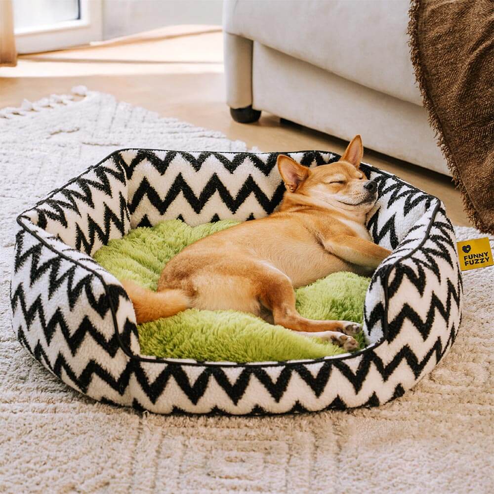 Plush Retreat Chevron Dog Bed-The Warm Hugger