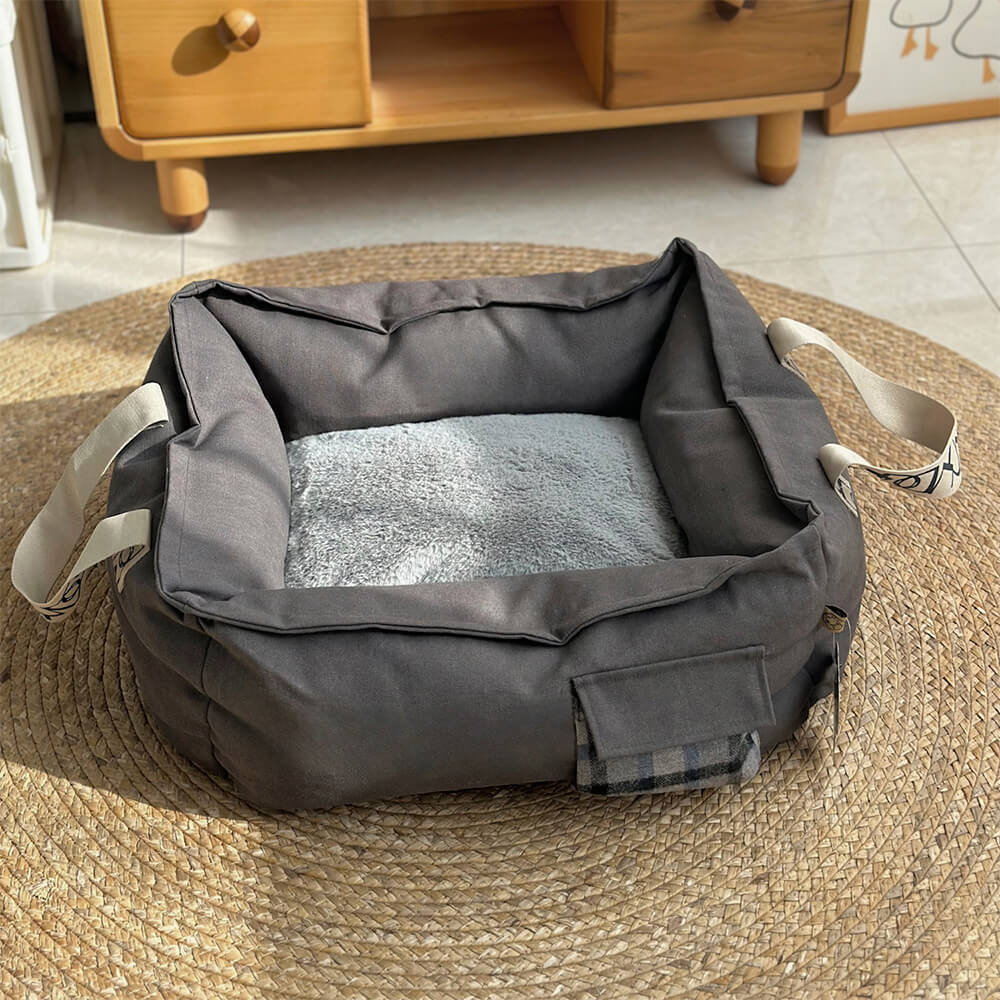 Cama portátil para animais de estimação com alça Cama aconchegante e lavável para cães