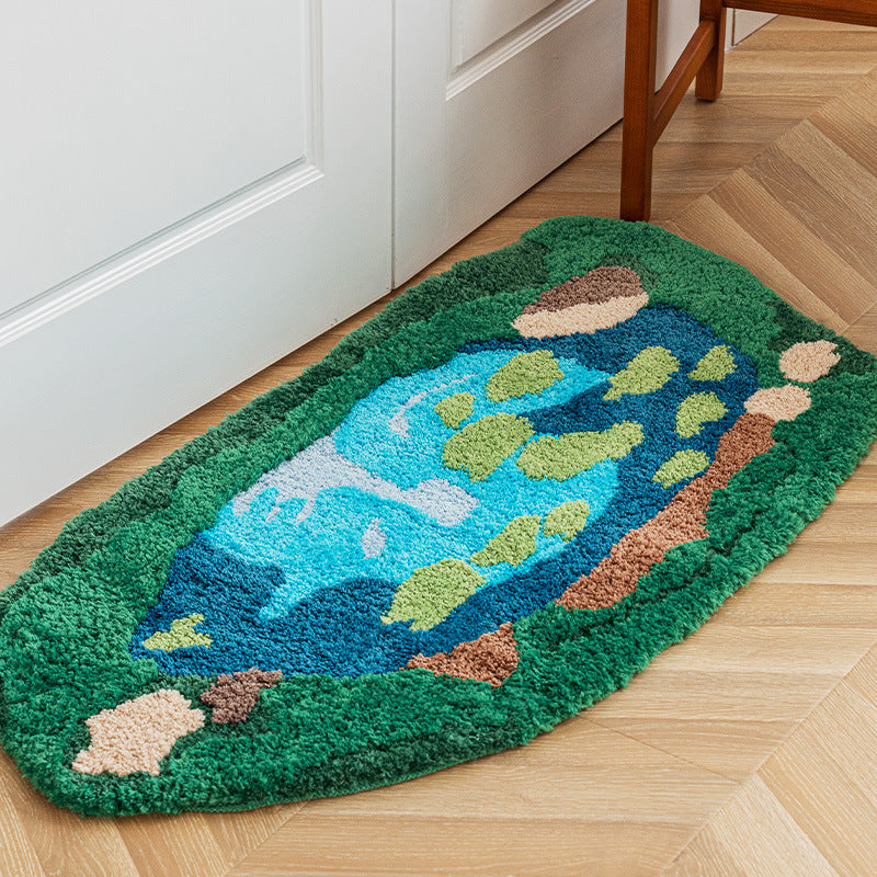 Tapis de mousse floqué forestier, tapis de sol irrégulier pour animaux de compagnie