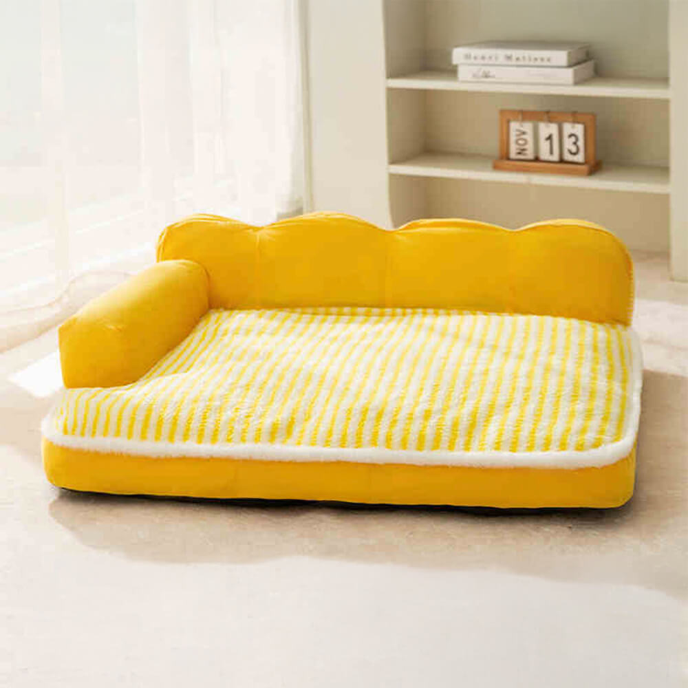 Striped Full Support Comfortable Skin-friendly Washable Orthopedic Dog Sofa Bed