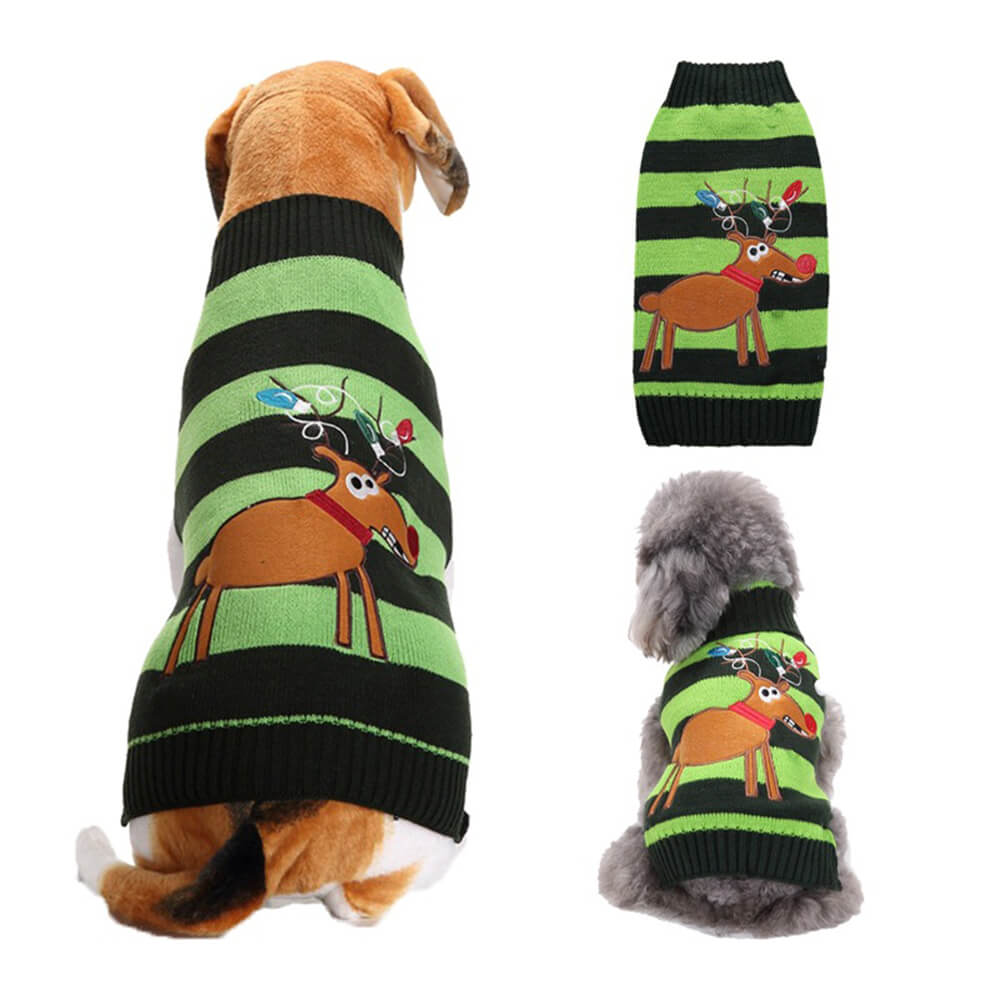 Christmas Reindeer Warm Turtleneck Dog Knit Sweater