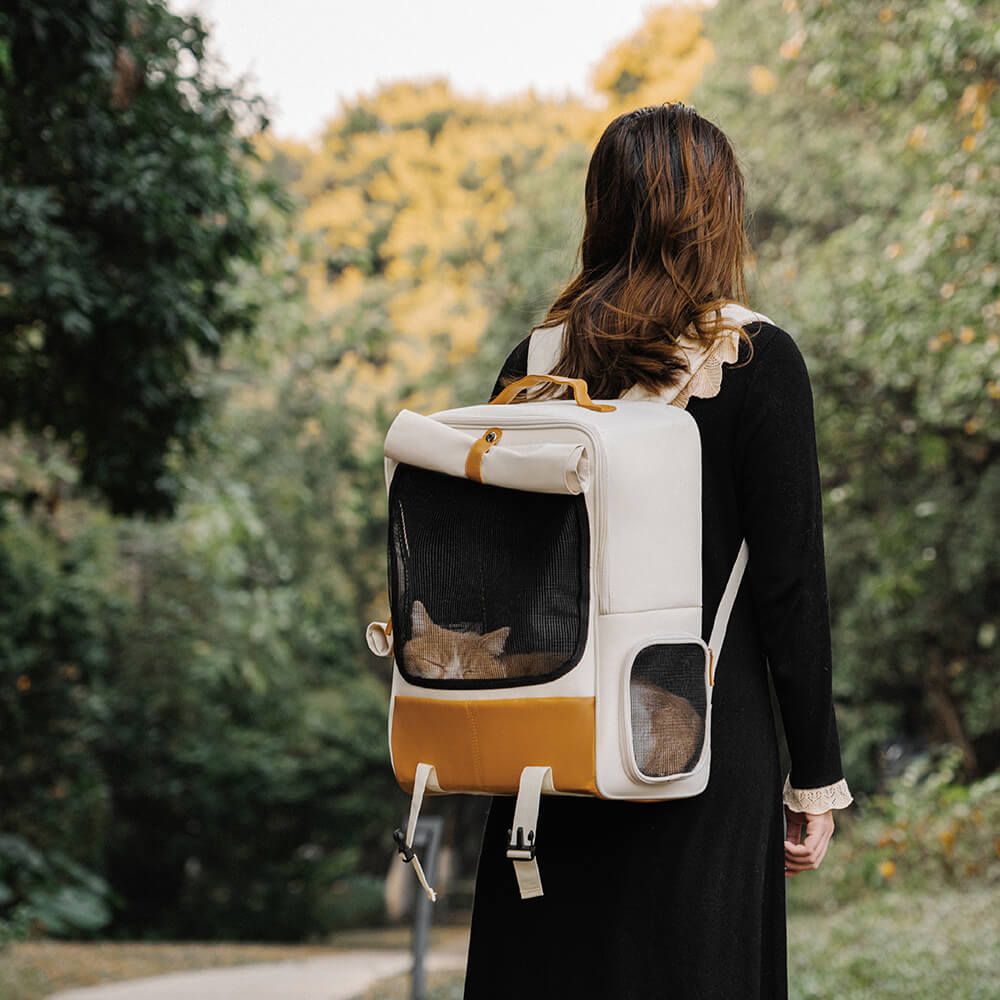 Mochila quadrada respirável dobrável portátil para transporte de animais de estimação para gatos