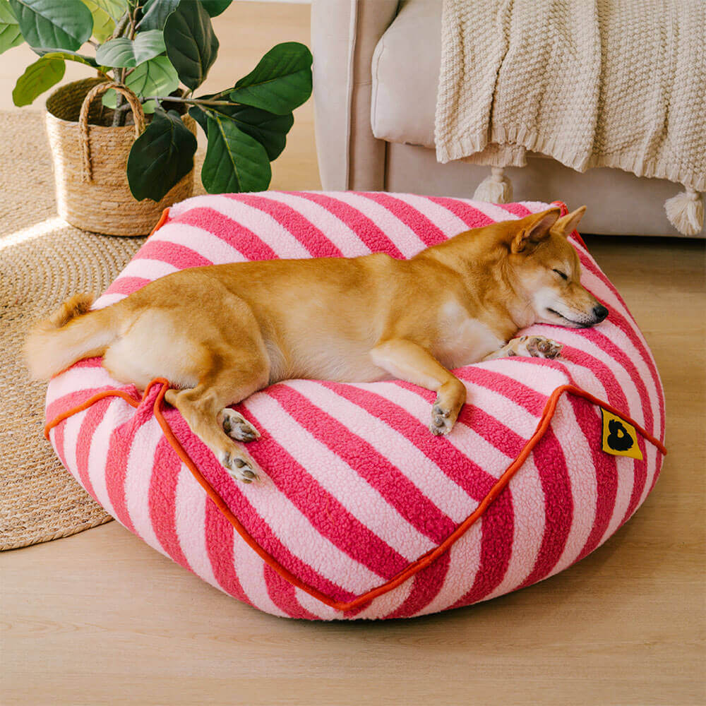 Trendy Striped Pattern Polygonal  Calming Bean Bag Dog Bed