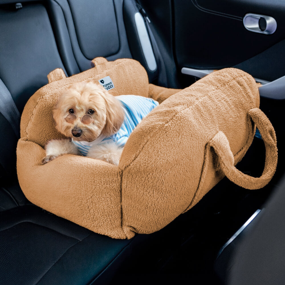 Protector de viaje, cómoda y gruesa cama para asiento de coche para perros de lana de cordero sintética