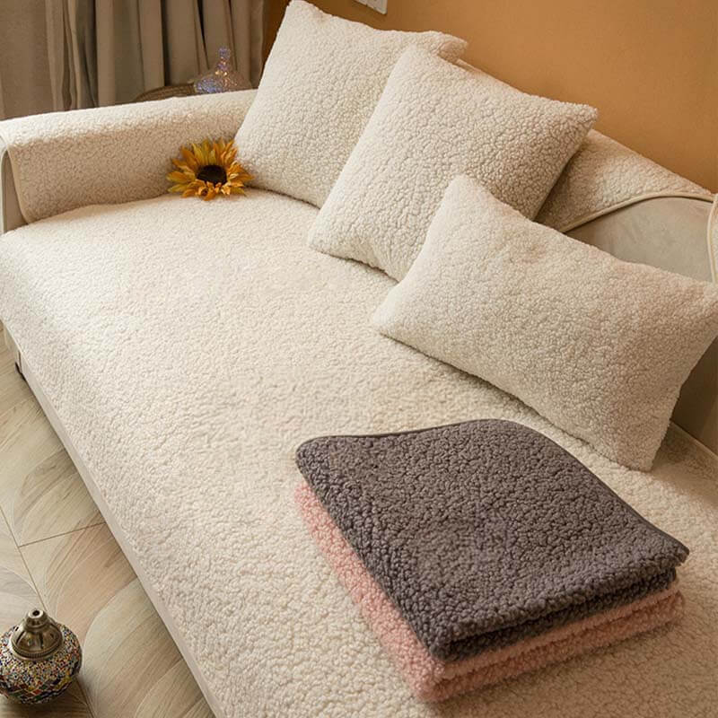 Ultraweicher, warmer, rutschfester Couchbezug aus Teddyfleece