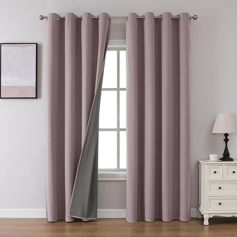 Waterproof Solid Color Linen Blend Blackout Curtains