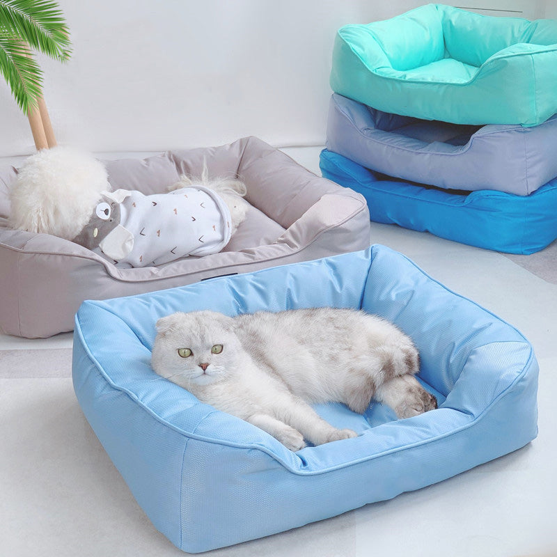 Cama quadrada à prova d'água com resfriamento médio para cães e gatos