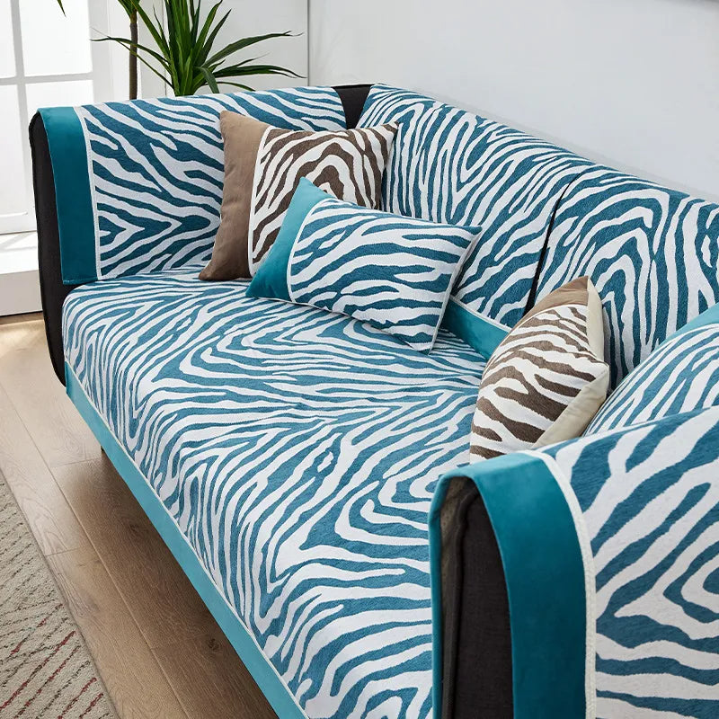 Wild Zebra Print Chenille Möbelschutz Couchbezug