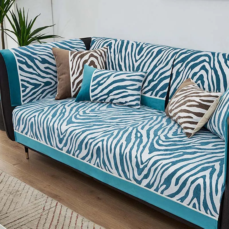 Wild Zebra Print Chenille Möbelschutz Couchbezug