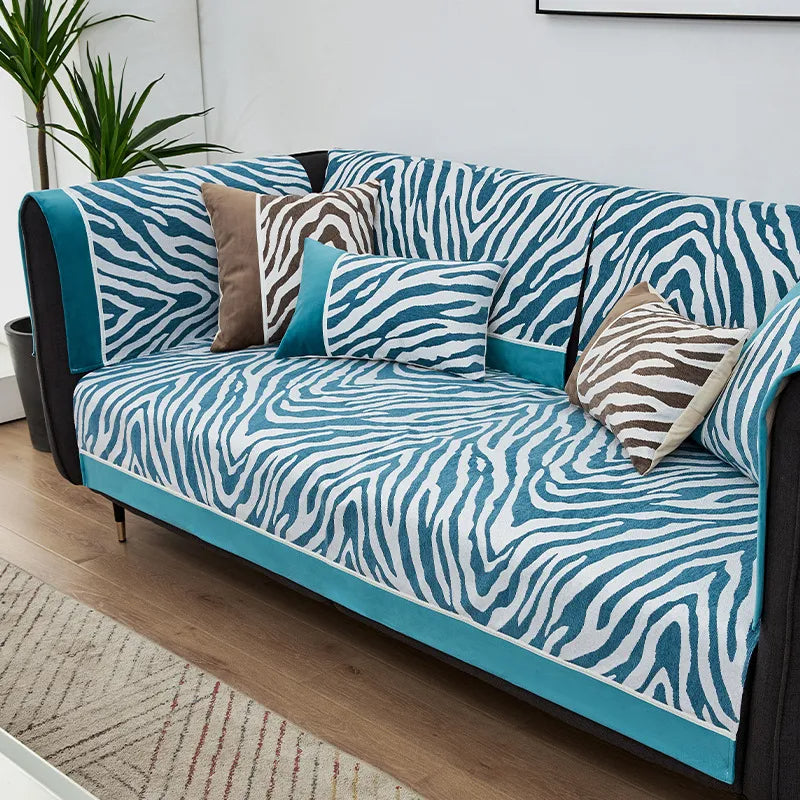 Wild Zebra Print Chenille Möbelschutz Couchbezug