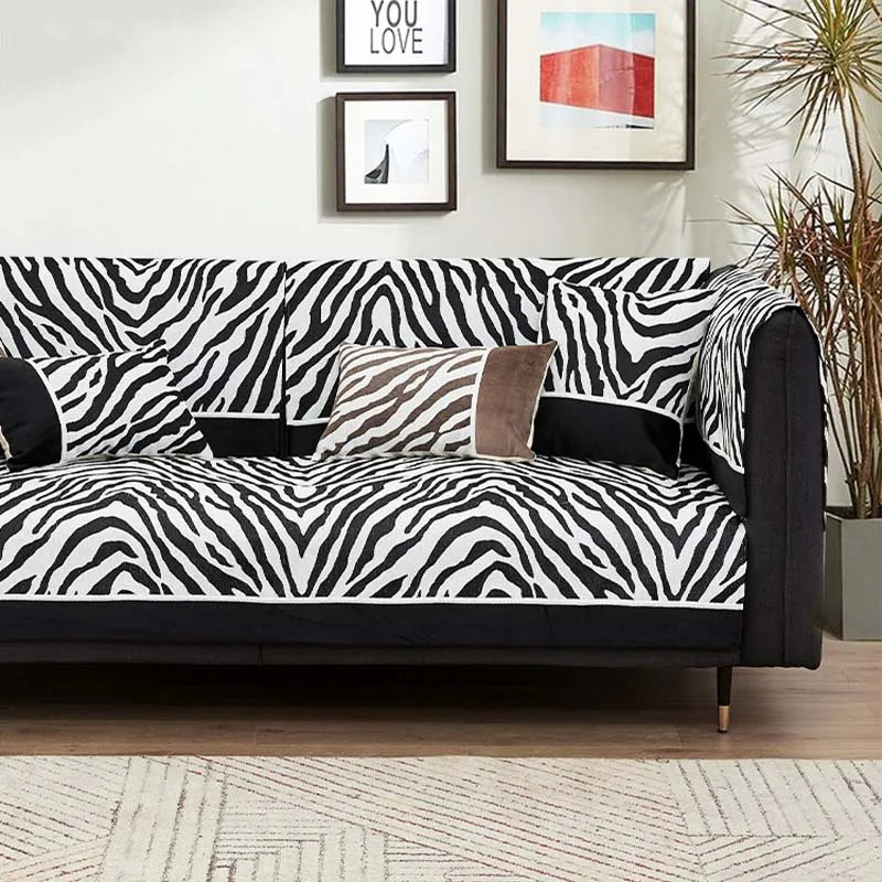 Wild Zebra Print Chenille Möbelschutz Couchbezug