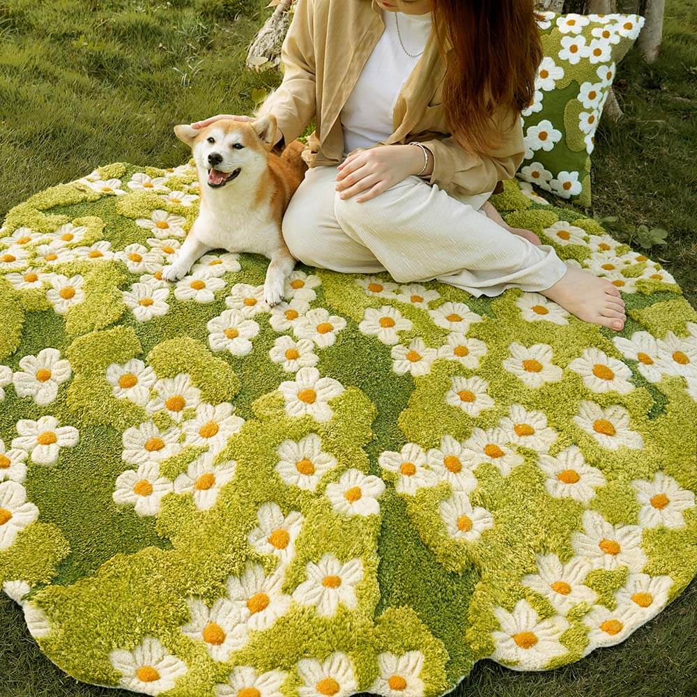 Alfombra para mascotas con diseño de margaritas del país de las maravillas