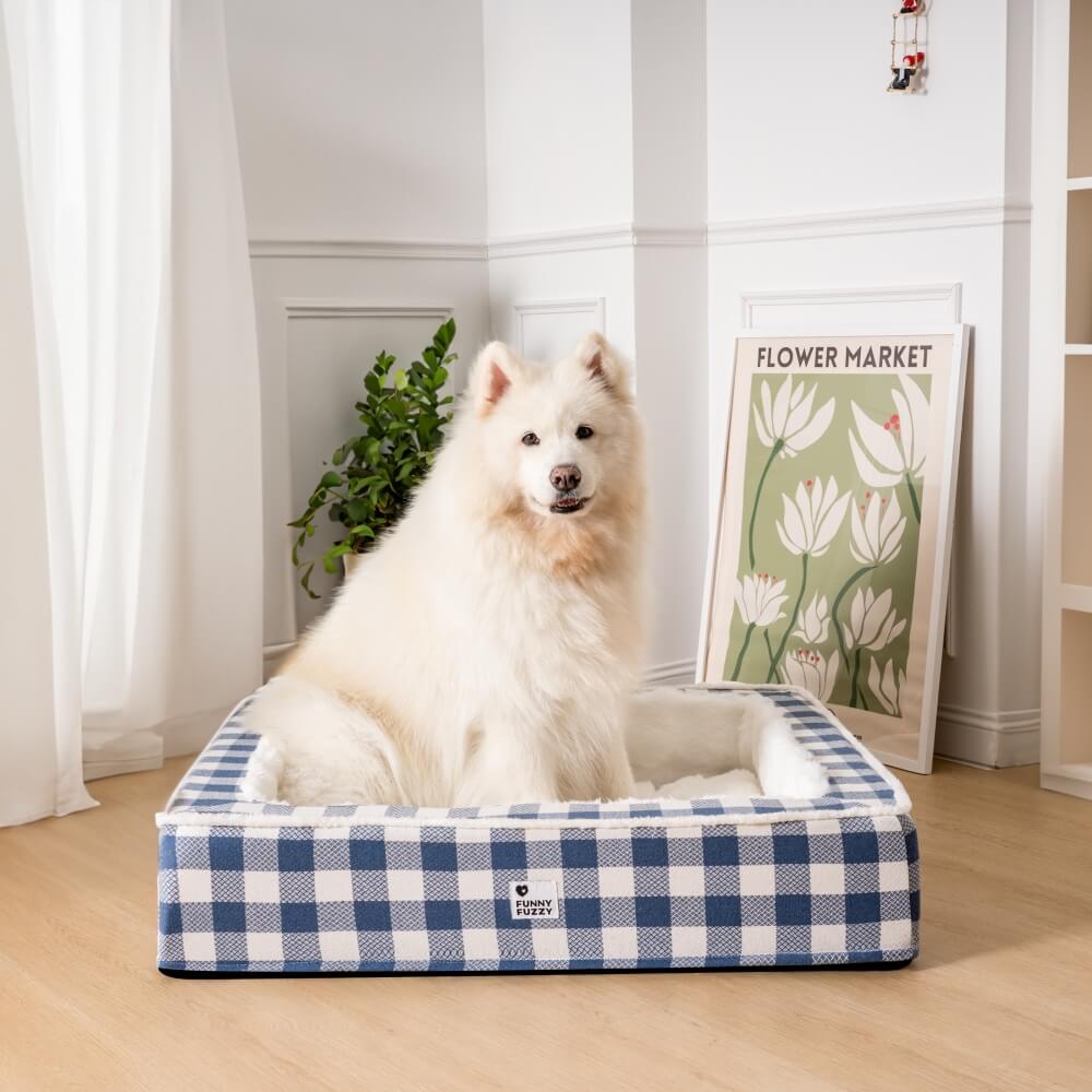 Festive Classic Tartan Cozy Dog Anti-Anxiety Calming Bed