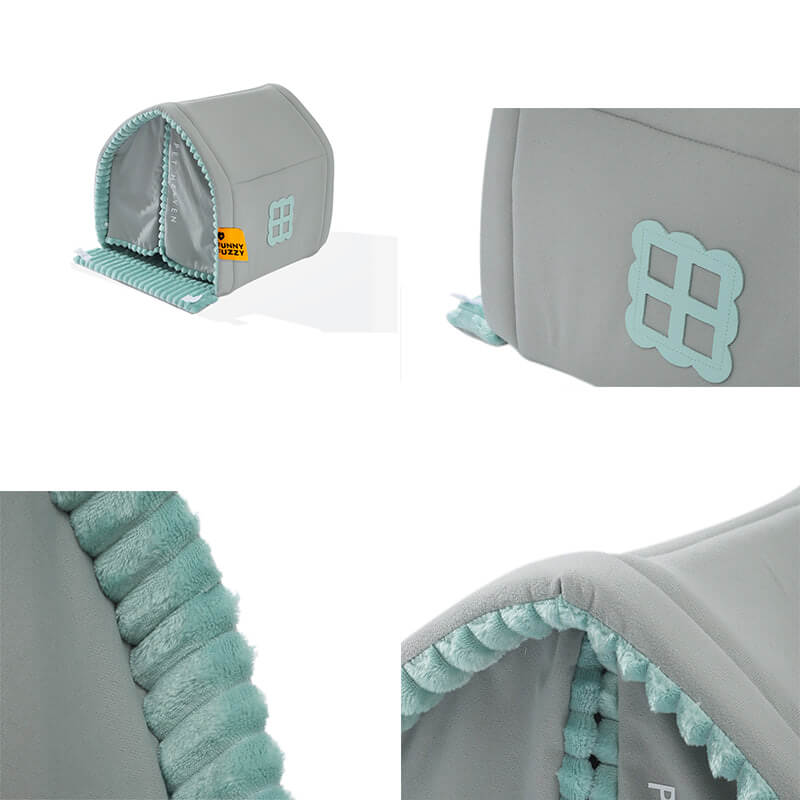 Double Curtain Pet House Enclosed Dog Bed