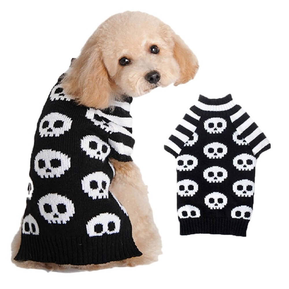 Suéter para mascotas de Halloween | Ropa cálida y acogedora para perros con estampado de Halloween