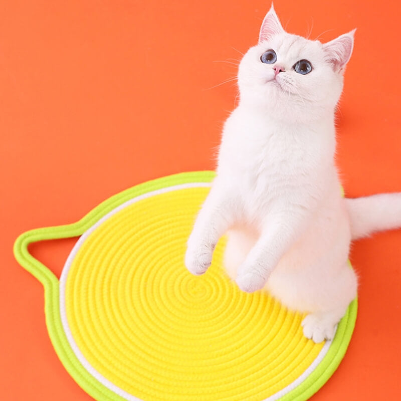 Tapis de corde en coton tissé en forme d'oreilles de chat, tapis à gratter pour chat