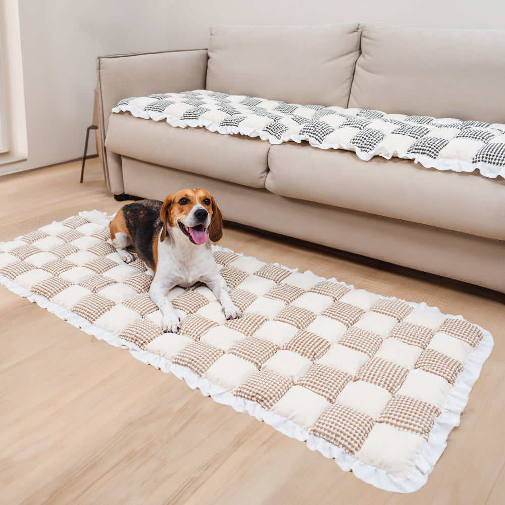 Checkered Color Matching Large Non-slip Pet Mat Couch Cover