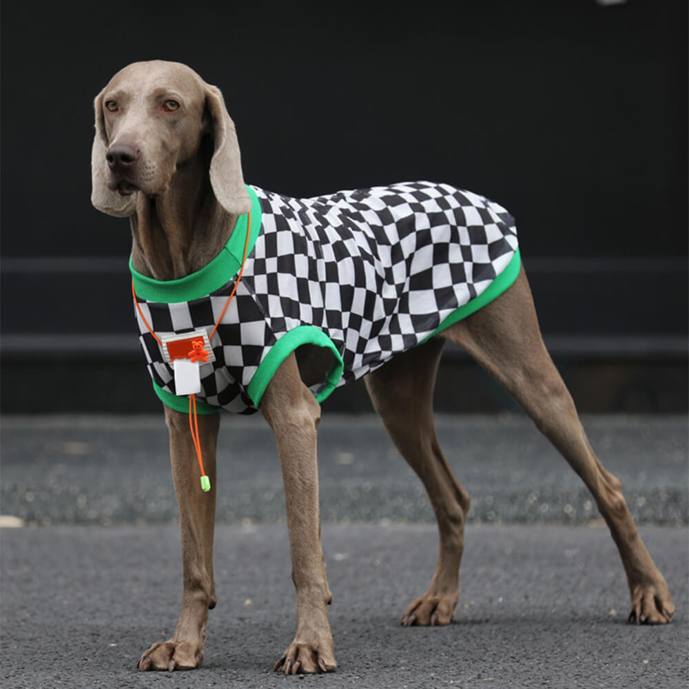 Chaleco refrescante para perros de malla transpirable con tablero de ajedrez de estilo elegante