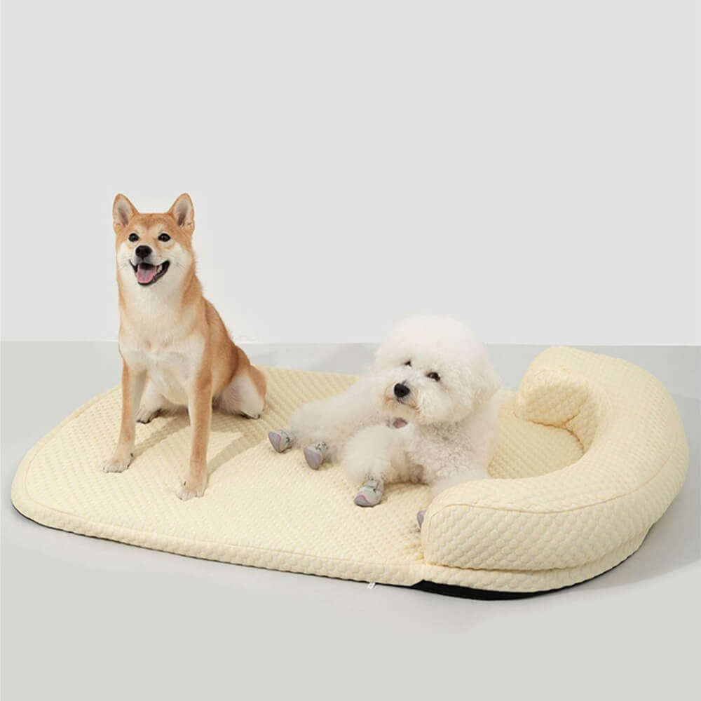 Cama de travesseiro para cachorro com suporte para pescoço respirável e refrescante