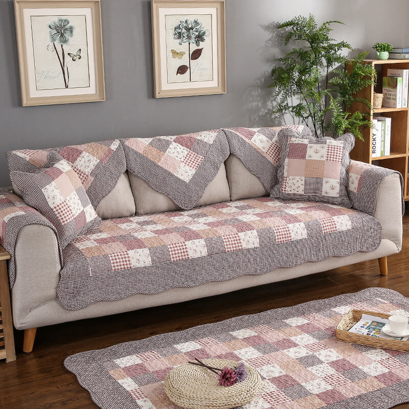 Cotton Quilted Washable Non-slip Couch Cover