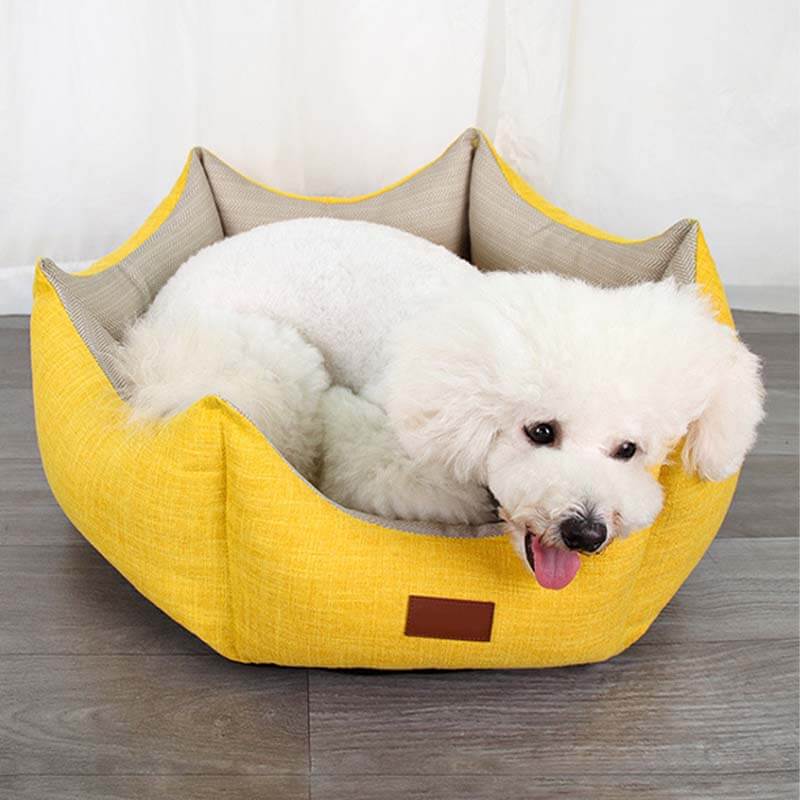 Cama para animais de estimação em formato de coroa Cama aconchegante para cães e gatos