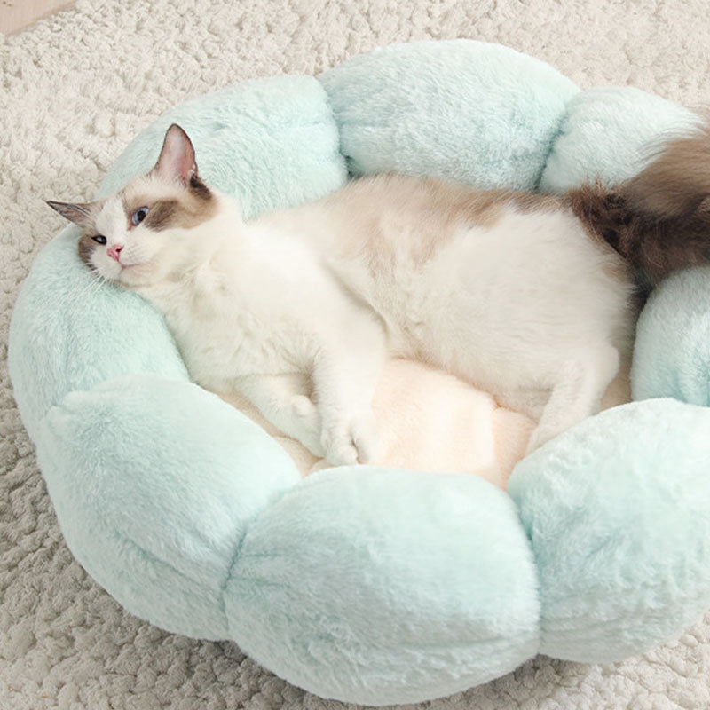 Cama para gatos con forma de flor para dormir profundamente