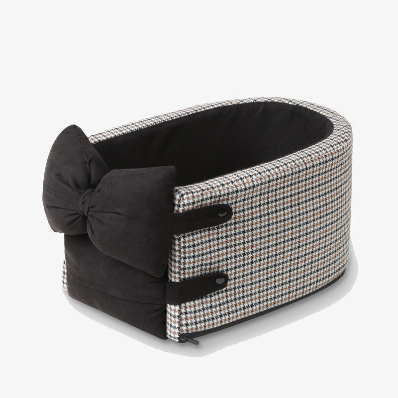 Houndstooth Lookout Console Bow Tie Pet Car Seat