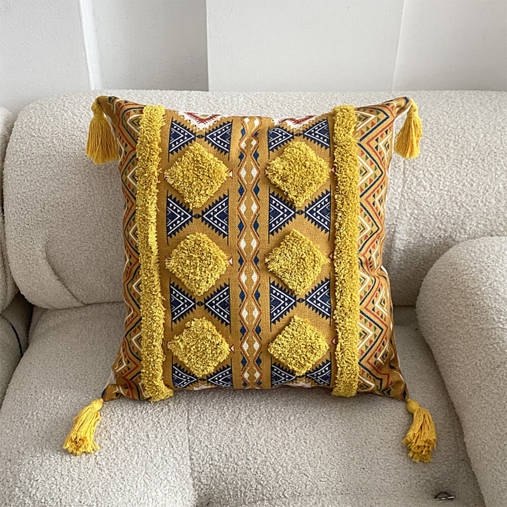 Moroccan-Inspired Decorative Throw Pillow with Tassel