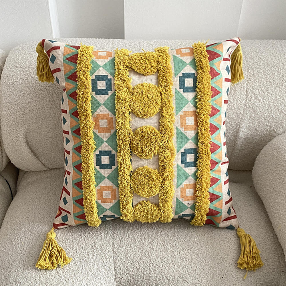 Moroccan-Inspired Decorative Throw Pillow with Tassel