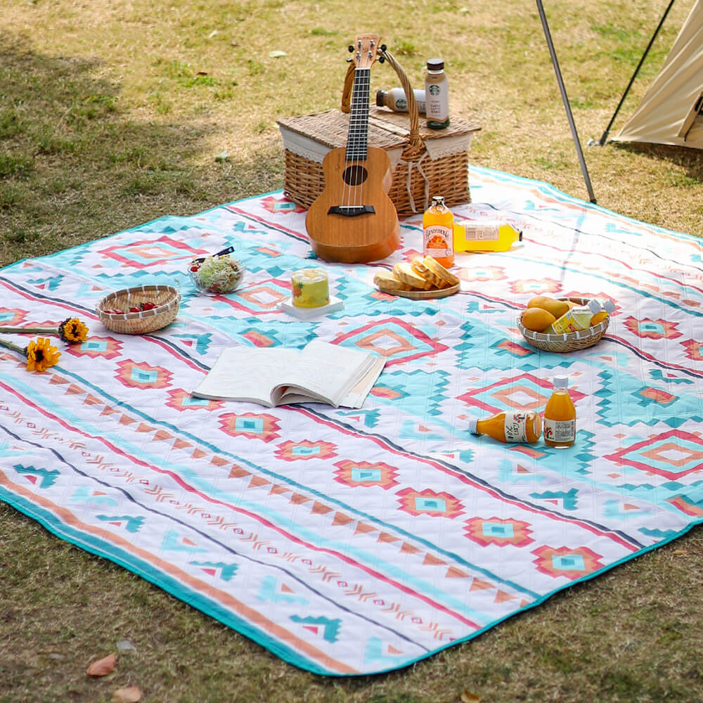 Tapis de pique-nique pliable imperméable et ultrasonique d'extérieur marocain