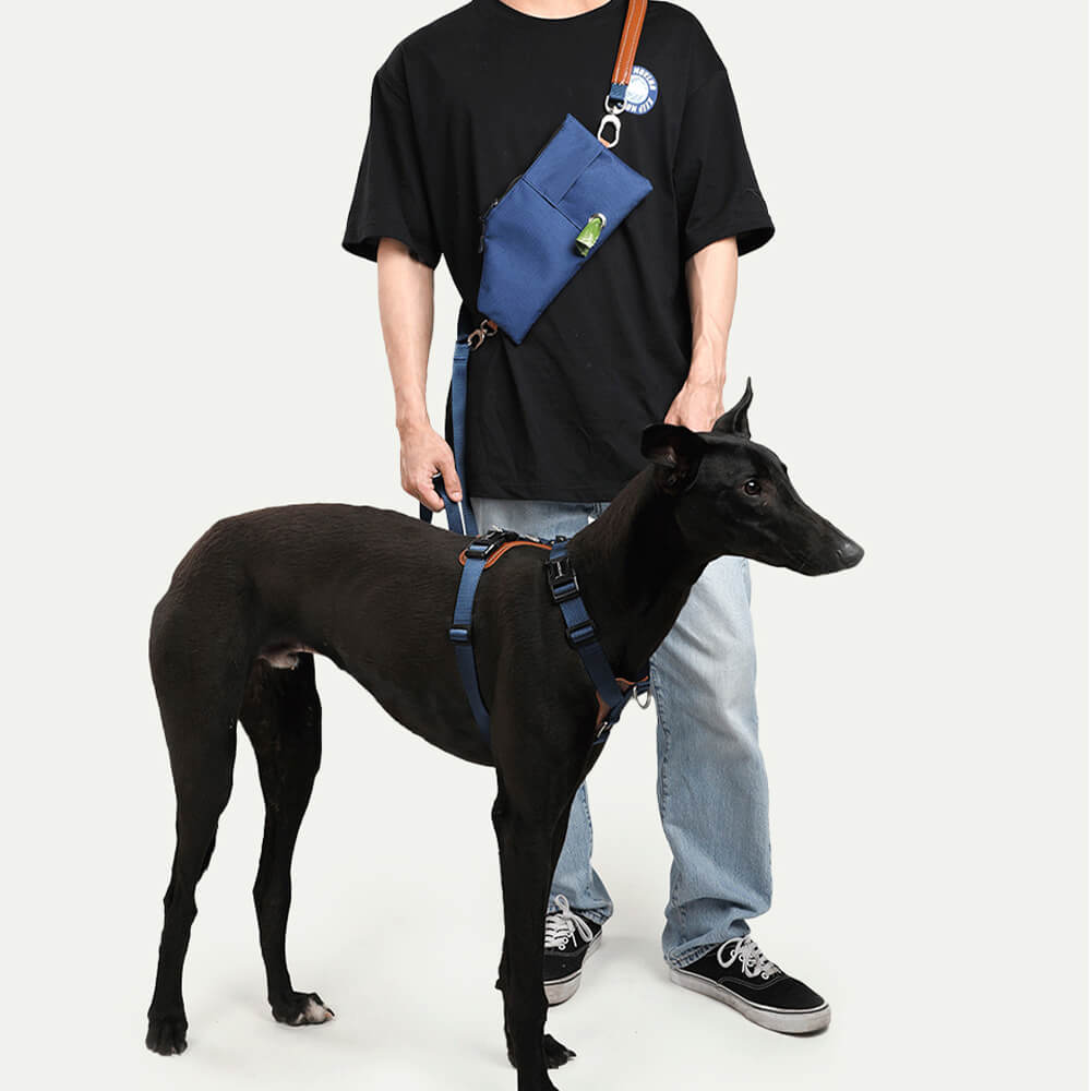 Multifunctional Hands-Free Anti-Pull Dog Walking Harness Set with Storage Bag