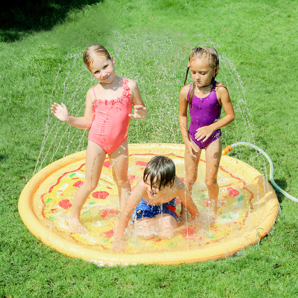 Jouets d'eau en plein air pour enfants, tapis de jeu gonflable pour enfants, tapis d'arrosage pour chien, Pizza