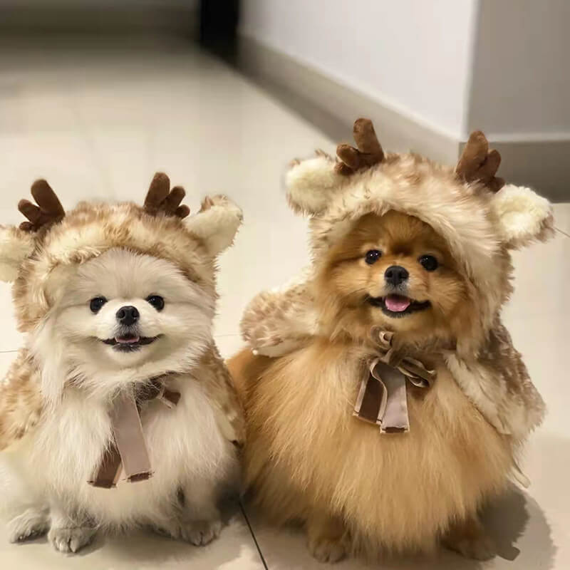 Vêtements pour animaux de compagnie Cape d'élan en peluche Costumes pour chiens et chats Cadeaux de luxe pour chiens