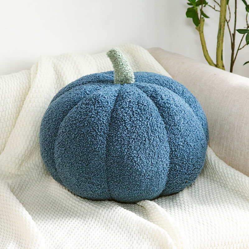 Almohada de sofá con diseño de calabaza y forro polar de peluche