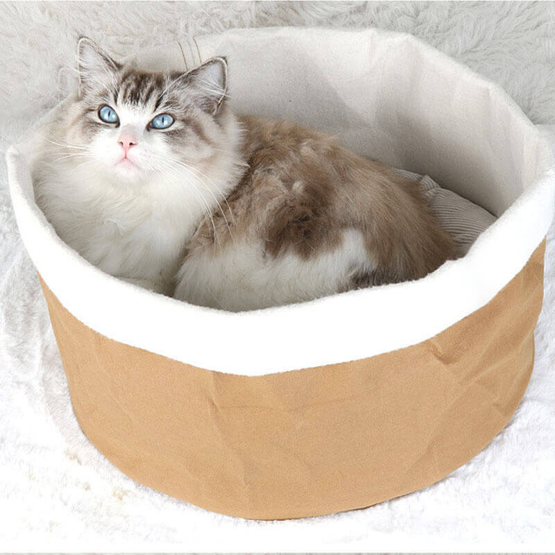 Lit panier pour chat en papier kraft lavable