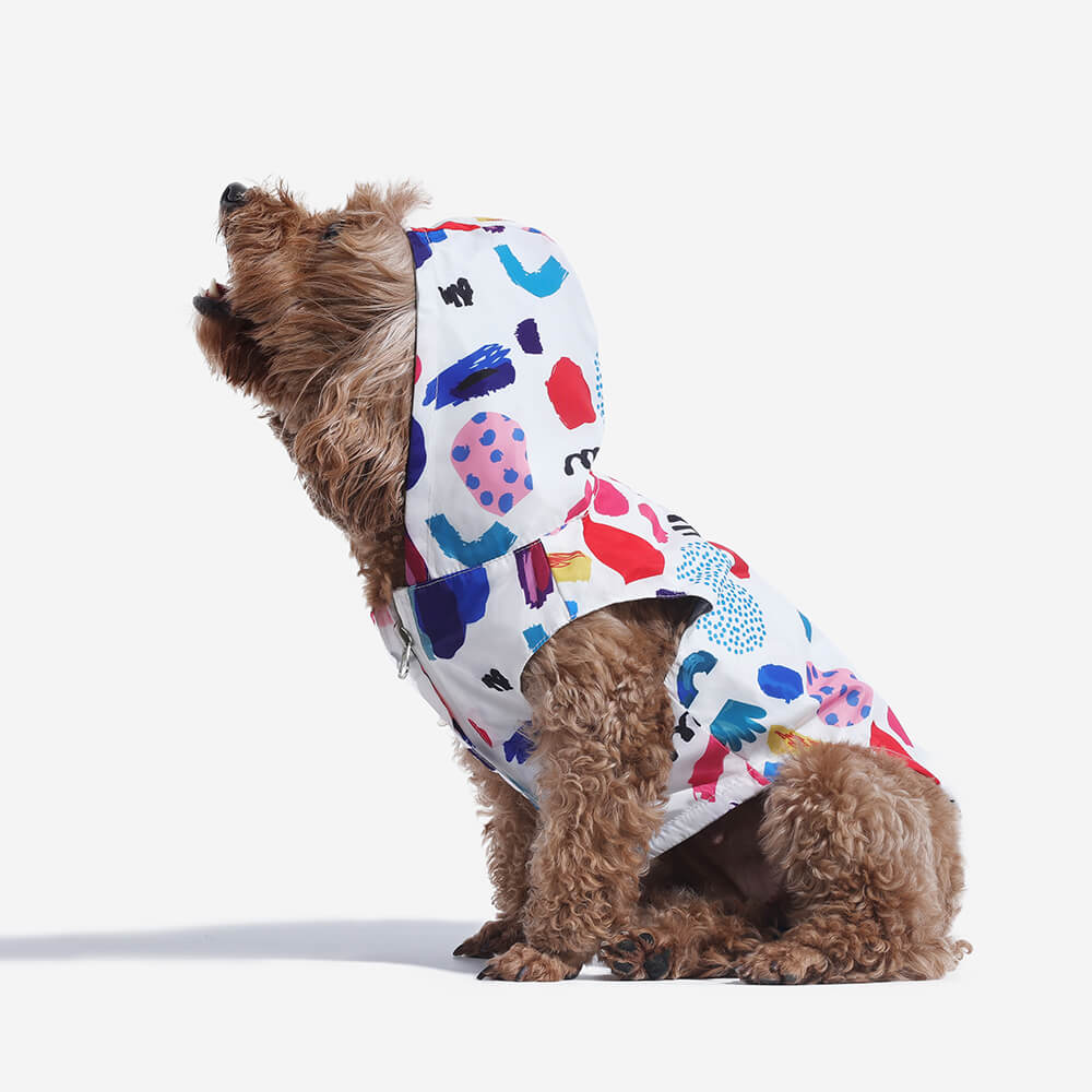 Reversible Waterproof Dog Rain Coat - Graffiti & Iridescent