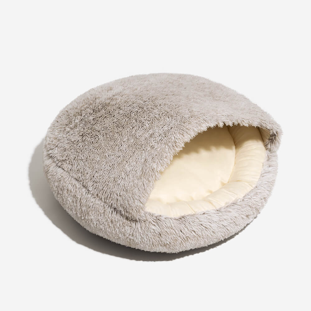 Calming Plush Semi-Enclosed Pet Nest Pita Bed For Dogs