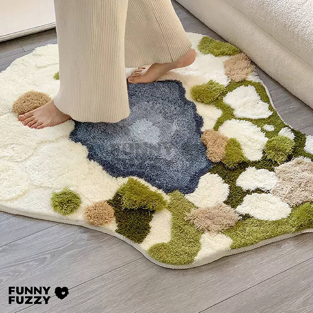 Luxury Moss Rug Hand Tufted Wool Pet Mat Pet Rug