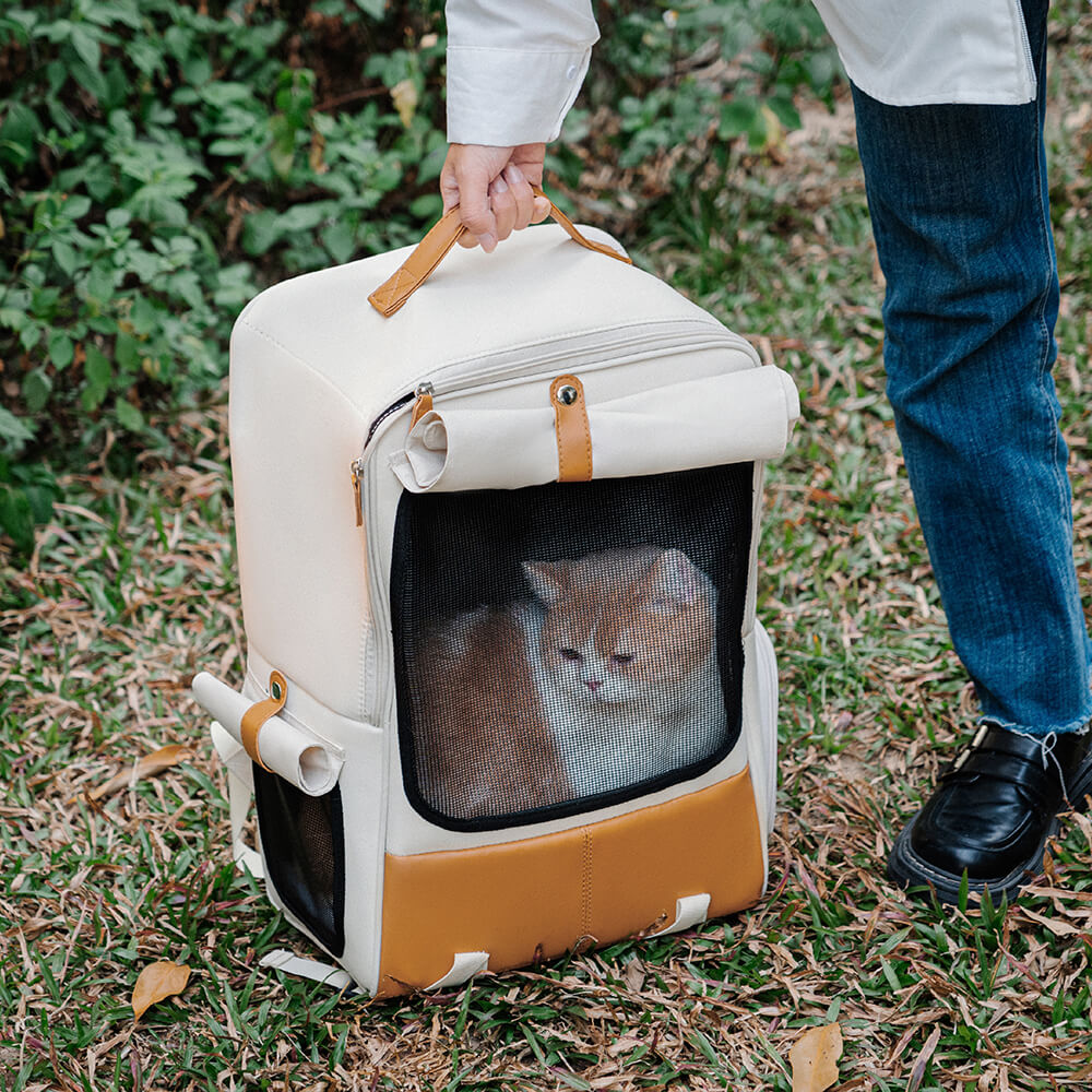 Mochila portátil plegable respirable cuadrada del gato del portador del animal doméstico del diseñador