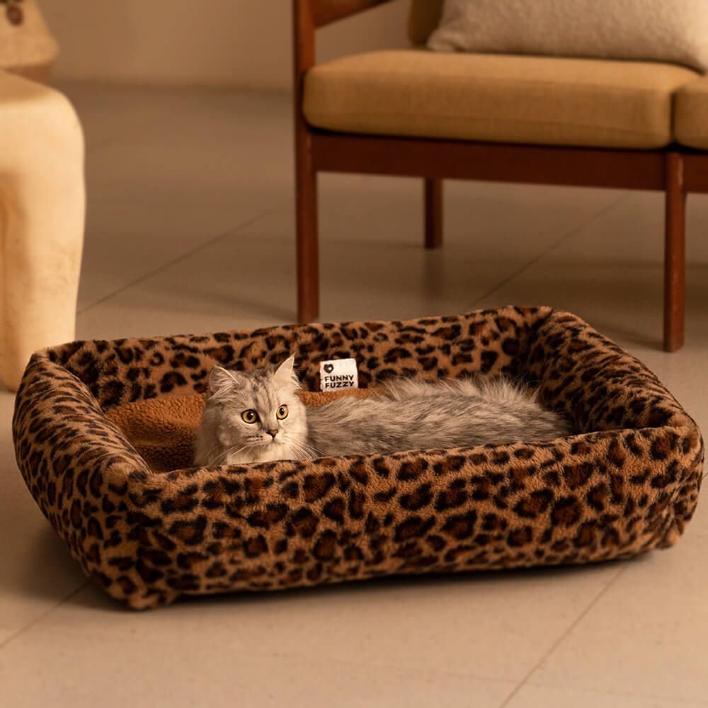 Wildlife Series Cowhide Leopard Print Pet Dog Bed