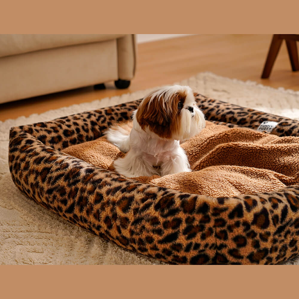 Cama para cães de estimação com estampa de leopardo da série Wildlife