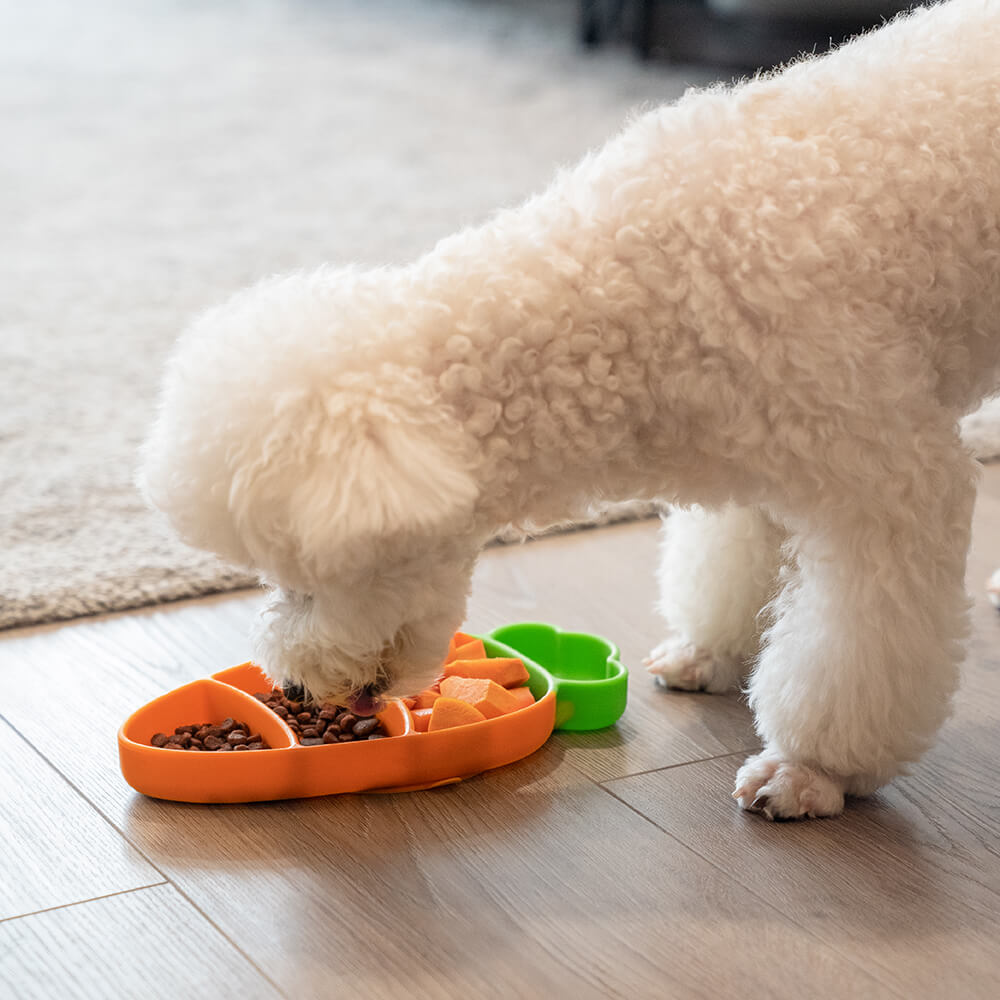 Tigela para animais de estimação com ventosa de silicone de cenoura