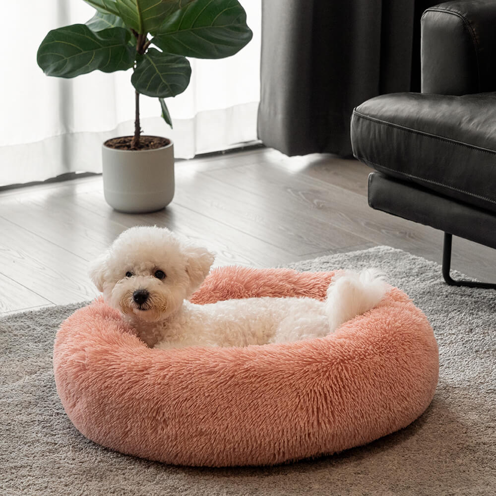 Fuzzy Round Fluffy Hundebett